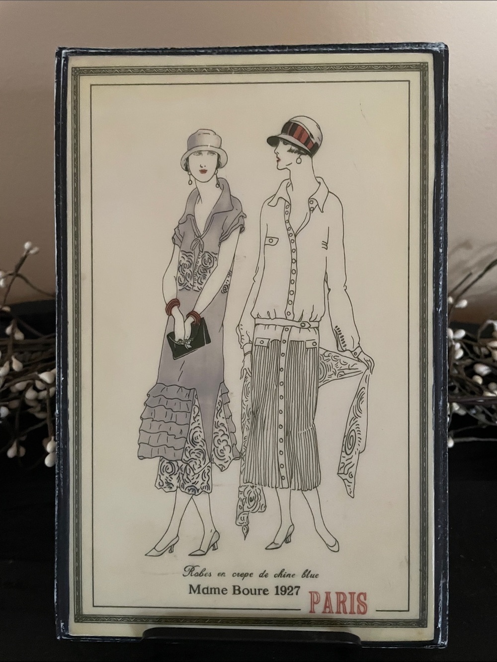 Mdme Boure 1927 Paris Glamour Ladies Ceramic Porcelain Art Tile Wall Decor 2003